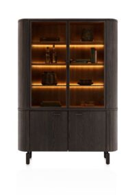 Ravello, buffet 150 cm - 2-deuren + 2-glasdeuren (+ LED) - Basalt