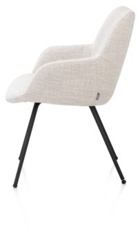 Mats, chaise &agrave; accoudoirs - 4 pieds - rough off black - tissu Luton - Creme - Image 3