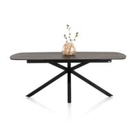 Montello, eetkamertafel 200 x 100 cm - centrale poot - keramiek blad - zwart