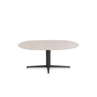 Saluti, eetkamertafel ellips 180 X 105 cm. - centrale teenpoot - rough off black - Light sand