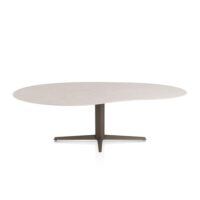 Saluti, eetkamertafel organisch 240 X 120 cm. - centrale teenpoot - steelbrown - Light sand