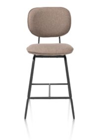 Lexi, chaise de bar - cadre noir (ROB) - tissu Ponti - brun clair