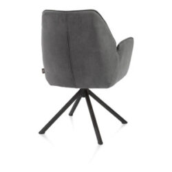 Bell, chaise à accoudoirs - piétement tubulaire noir - pivotante - confort ressorts - tissu Calabria - Anthracite