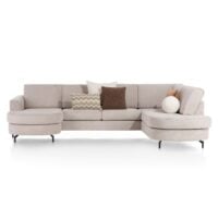 Alcona, U-bank afgerond rechts - stof Vada - beige