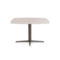Saluti, bartafel ovaal 150 x 105 cm. - centrale poot - steelbrown - Light sand