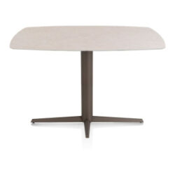 Saluti, table de bar ovale 150 x 105 cm. - pied central - steelbrown - Light sand