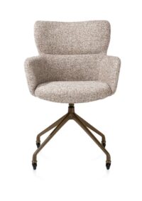 Sage, armstoel + wielen - alu frame in steelbrown - stof Luton - koper