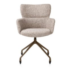 Sage, chaise à accoudoirs + roulettes - pietement aluminium steelbrown - tissu Luton - cuivre