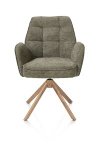 Bell, armstoel - eikenprint frame - draaibaar - pocket - combi Calabria/Vada - mosgroen