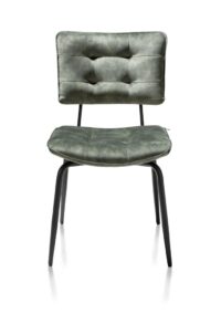 Manou, chaise - off black - tissu Karese - Olive