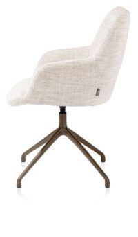 Mats, armstoel aluminium frame 4-poots - draaibaar steelbrown - stof Luton - Creme - Afbeelding 3