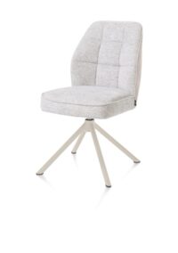 Bell, chaise - piétement tubulaire crème - pivotante - confort ressorts - combi Calabria/Vada - Caillou - Image 2