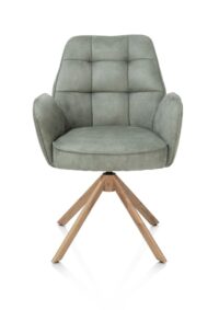 Bell, armstoel - eikenprint frame - draaibaar - pocket - stof Calabria - Olijf