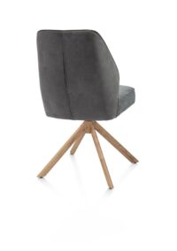 Bell, eetkamerstoel - eikenprint frame - draaibaar - pocket - combi Calabria/Vada - Antraciet - Afbeelding 3