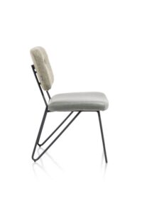 June, eetkamerstoel - frame off black + pocketvering - combi stof Pala (zit) en stof Cleo (rug) - Groen - Afbeelding 3