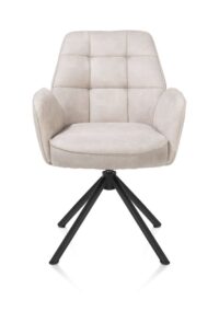 Bell, armstoel - zwart frame recht - draaibaar - pocket - stof Calabria - Kiezel