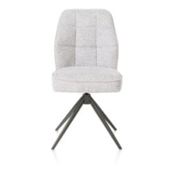 Bell, eetkamerstoel - grafiet frame - draaibaar - pocket - combi Calabria/Vada - Kiezel