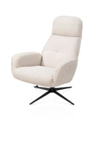 Bobbian, relaxfauteuil met draaifunctie, stof Sevilla creme, frame zwart metaal - Afbeelding 2