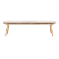 Niora, banc 200x43cm - chene massif - pied bois - coussin inclus
