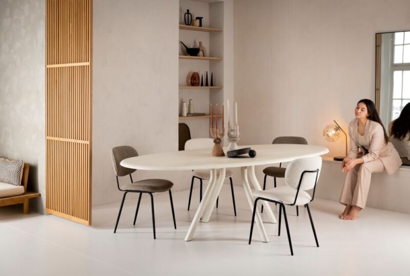 Lund, Table Ronde 140 Cm. - Stone-Skin - Pied Cone - Desert - Image 2