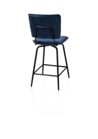 Manou, chaise de bar haut - off black - tissu Karese - Bleu fonce - Image 3