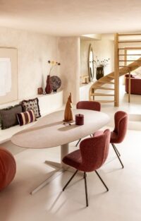 Saluti, eetkamertafel organisch 210 X 120 cm. - centrale teenpoot - creme - Light sand - Afbeelding 3