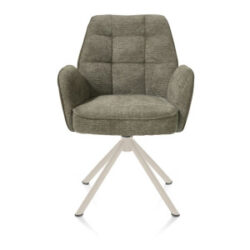 Bell, chaise à accoudoirs - piétement tubulaire crème - pivotante - confort ressorts - combi Calabria/Vada - vert mousse