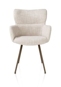 Sage, armstoel 4-pootjes steelbrown - stof Luton - Creme