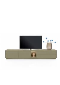 Trentino, Lowboard 270 cm. - 2-deuren + 2-laden + 1-niche - mdf gelakt - Olijf - Afbeelding 2