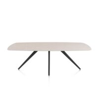 Saluti, eetkamertafel ovaal 240 x 110 cm. - 4-pootjes - rough off black - Light sand