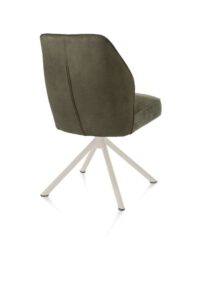 Bell, chaise - piétement tubulaire crème - pivotante - confort ressorts - combi Calabria/Vada - vert mousse - Image 3