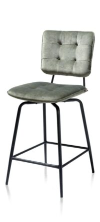 Manou, chaise de bar - off black - tissu Karese - Olive - Image 2