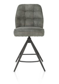 Bell, chaise de bar - piétement graphite - pivotante - confort ressorts - tissu calabria - Olive