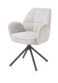 Bell, chaise à accoudoirs - piétement tubulaire graphite - pivotante - confort ressorts - combi Calabria/Vada - Caillou - Image 2