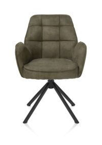 Bell, armstoel - zwart frame recht - draaibaar - pocket - stof Calabria - mosgroen
