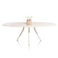 Lund, table ovale 240 x 120 cm. - stone-skin - pied central long - Nebbia