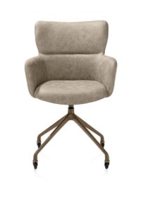 Sage, chaise à accoudoirs + roulettes - pietement aluminium steelbrown - tissu Oregon - beige