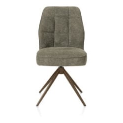 Bell, eetkamerstoel - steelbrown frame - draaibaar - pocket - combi Calabria/Vada - mosgroen