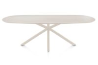 Caletta, eetkamertafel ovaal 240 x 105 cm. - HPL Primo Laminato blad - centrale kruispoot cr&egrave;me - Travertin