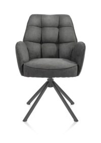 Bell, chaise à accoudoirs - piétement tubulaire graphite - pivotante - confort ressorts - tissu Calabria - Anthracite