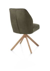 Bell, chaise - piétement aspect chêne - pivotante - confort ressorts - combi Calabria/Vada - vert mousse - Image 3