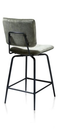 Manou, chaise de bar - off black - tissu Karese - Olive - Image 3
