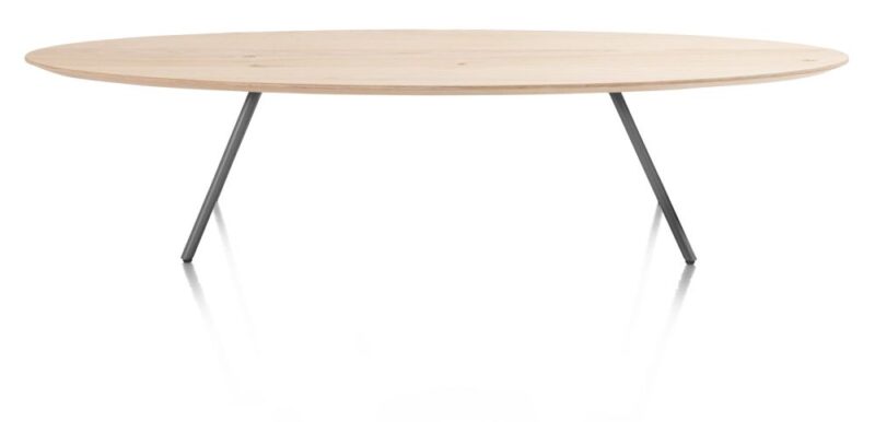 Niora, Table Basse 150 X 50 Cm - Chene Placage - Metal Graphite - Image 2