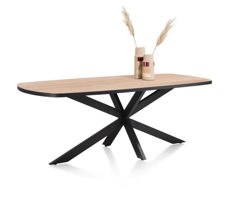 Avalox, Eetkamertafel Ovaal 210 X 110 Cm - Kleur Oak Natural Vintage - Centrale Poot - Afbeelding 2