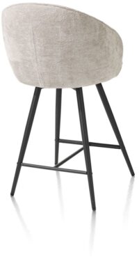Owen, chaise de bar 4-pieds - noir (ROB) - pivotant - tissu Calabria / Enzo - Caillou - Image 3