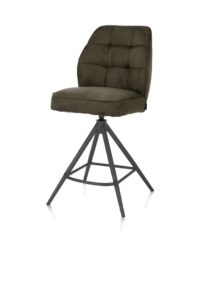 Bell, chaise de bar - pi&eacute;tement graphite - pivotante - confort ressorts - tissu calabria - vert mousse - Image 2