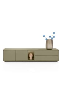Trentino, Lowboard 210 cm. - 2-deuren + 2-laden + 1-niche - mdf gelakt - Olijf