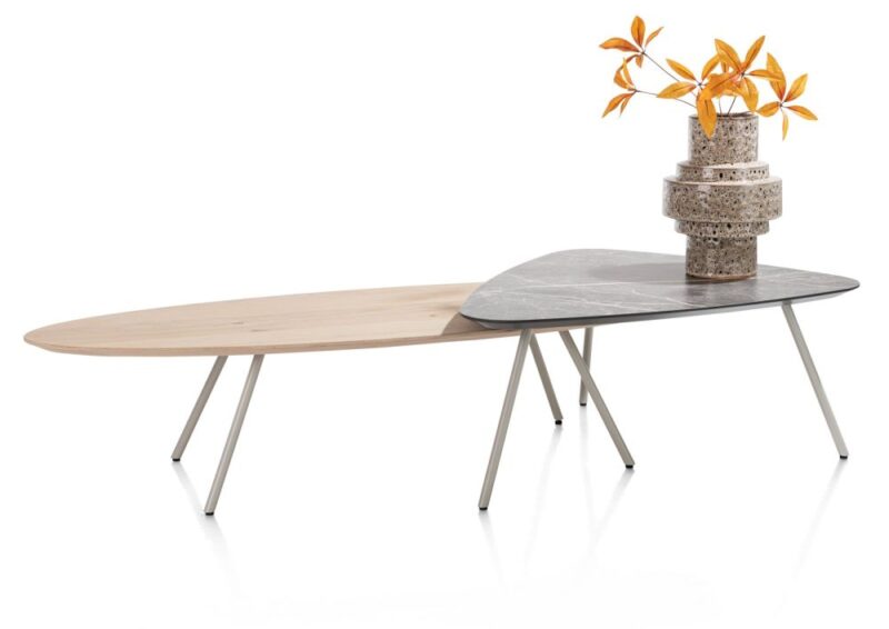 Niora, Salontafel 85 X 77 Cm - Hpl Marmer Licht Grijs - Silk Grey - Afbeelding 3