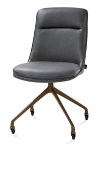 Mateo, eetkamerstoel - wielen - steelbrown - Pala - Antraciet - Afbeelding 2