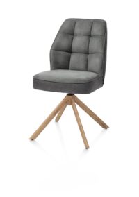 Bell, chaise - piétement aspect chêne - pivotante - relax - confort ressorts - tissu Calabria - Anthracite - Image 2